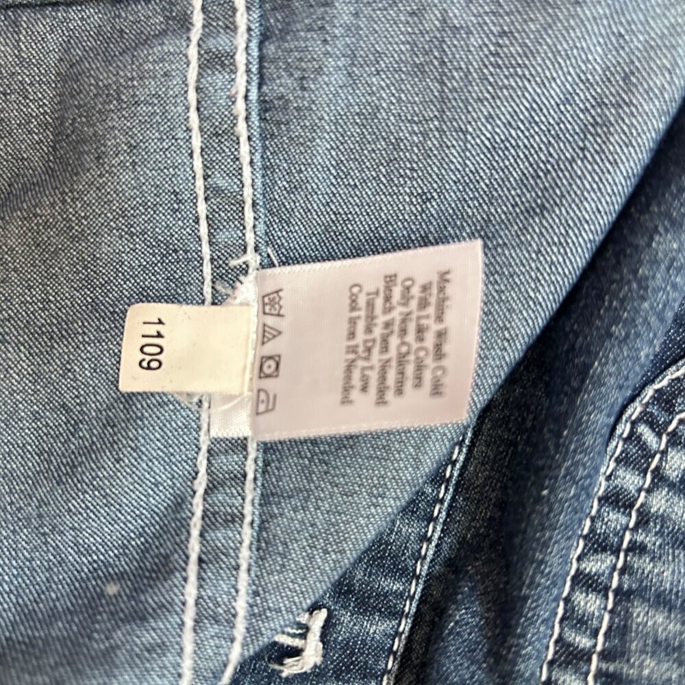 Coldwater Creek Denim Jacket Women’s 12 Short Sleeve Button Front - Picture 6 of 6